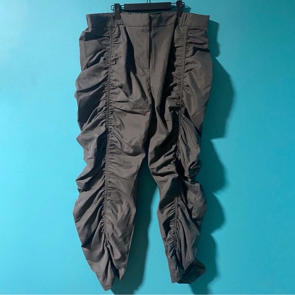 Shein Curve 4X Grey Ruched Stacked Pants Elastic Back Waist - Picture 2 of 6